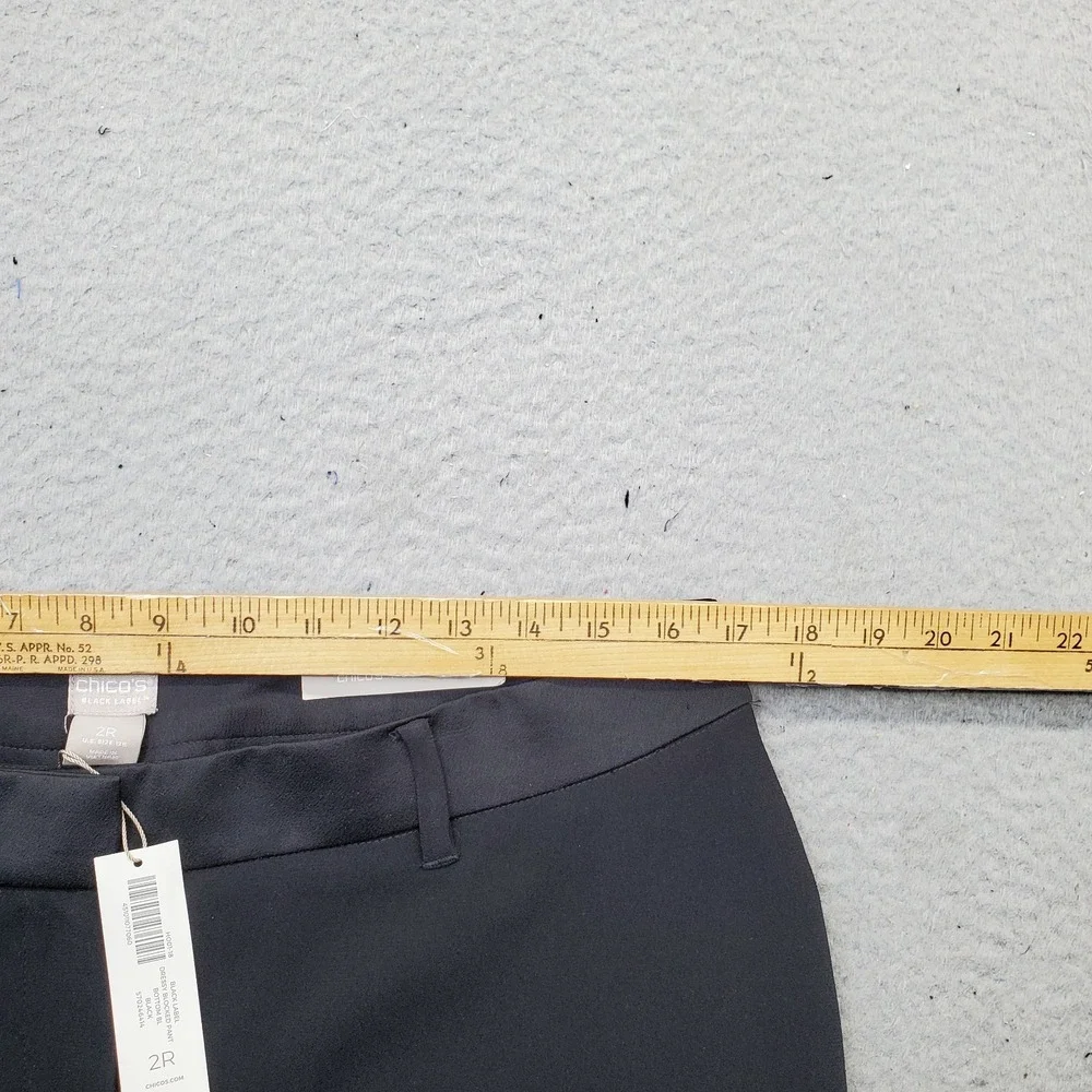 Chico's Dressy Blocked Pants Womens 12 Black Formal‎ Oxford Flat-Front Wide-Leg